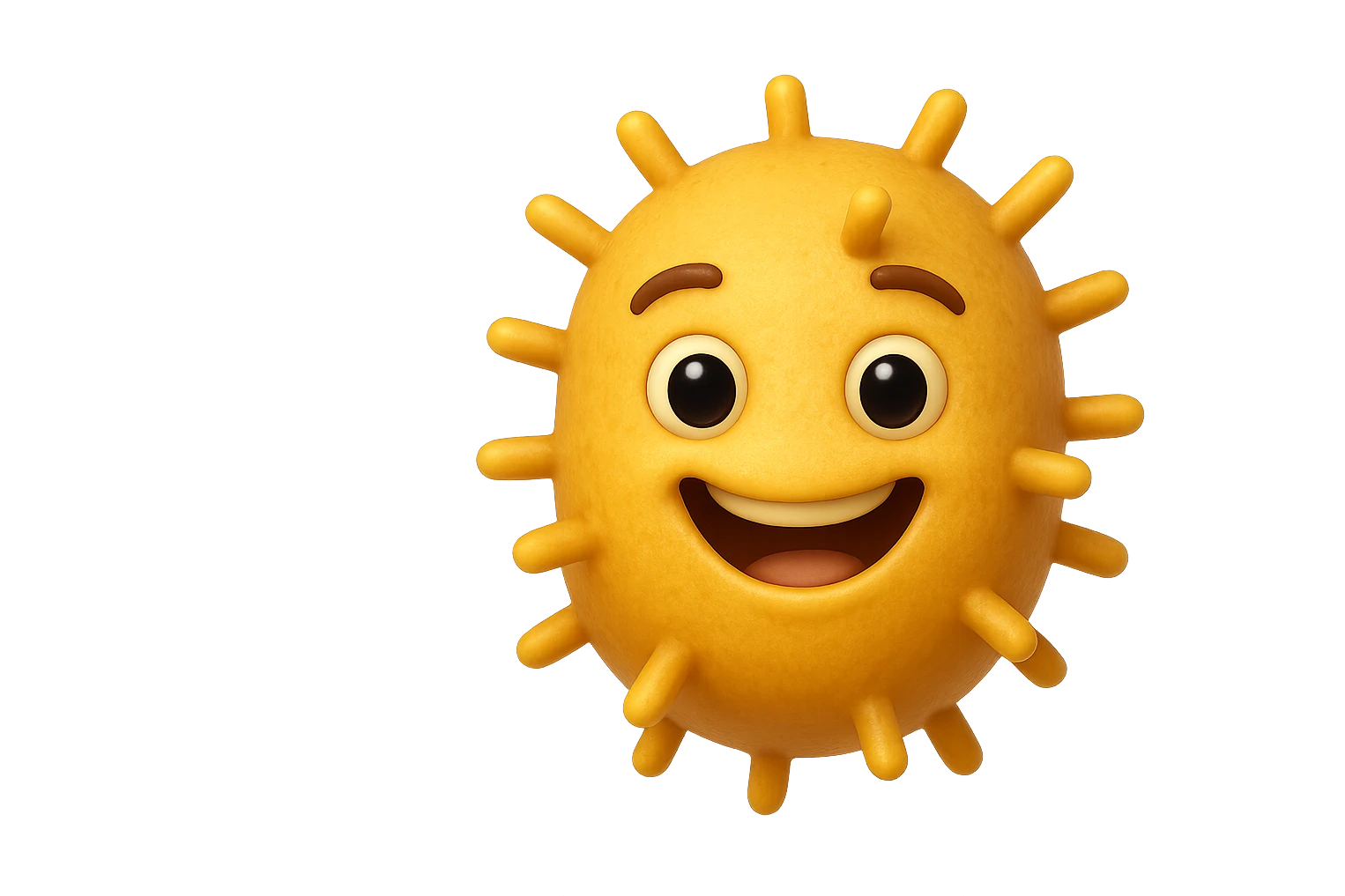 EMOJI STILE IPHONE DI BATTERI INTESTINALI FELICI CHE FLUTTUANO IN ARIA IPERREALISTICO 4K emoji