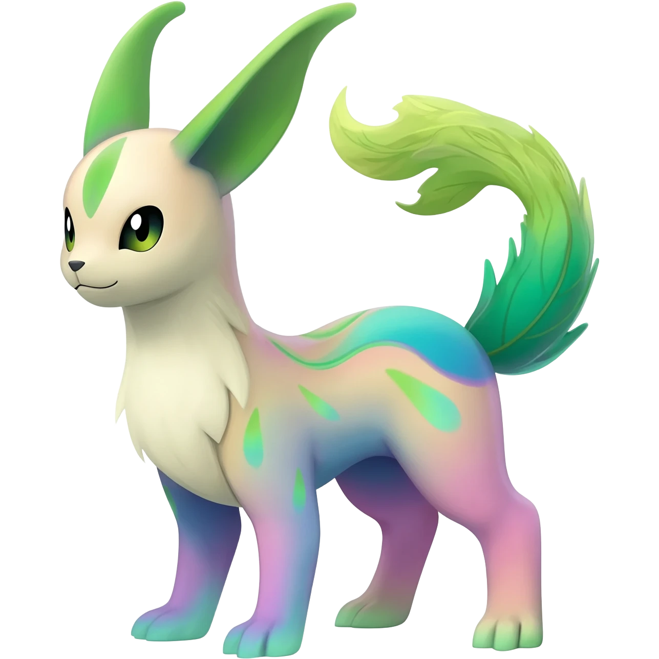 vibrant pastel bright colorful edgy exotic painted Fakémon-Pokémon-Vernid-Vaporeon-Leafeon-creature emoji