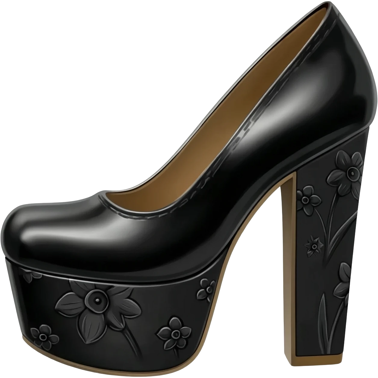 Black Patent Leather Daffodile Platform Heels emoji