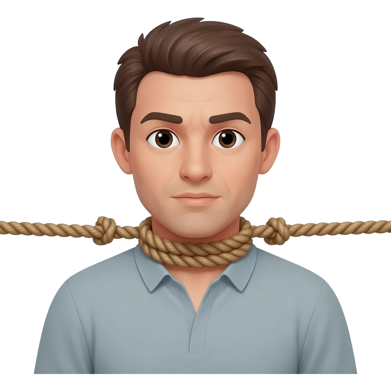 rope but human handing on rope by its nake like punishment  not naked emoji