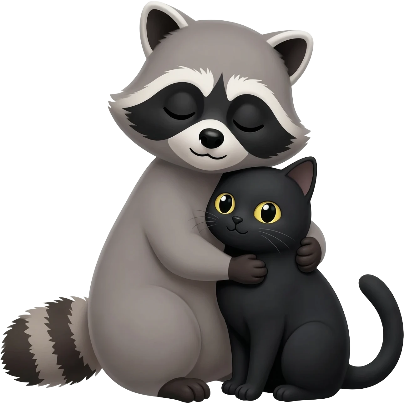 Raccoon and black cat in love emoji