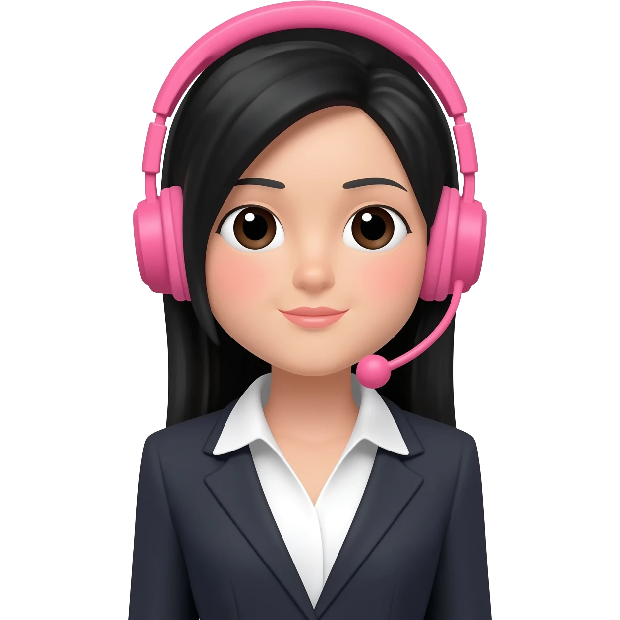 👩🏻‍💼وسماعة وردي📱وشعر اسود emoji