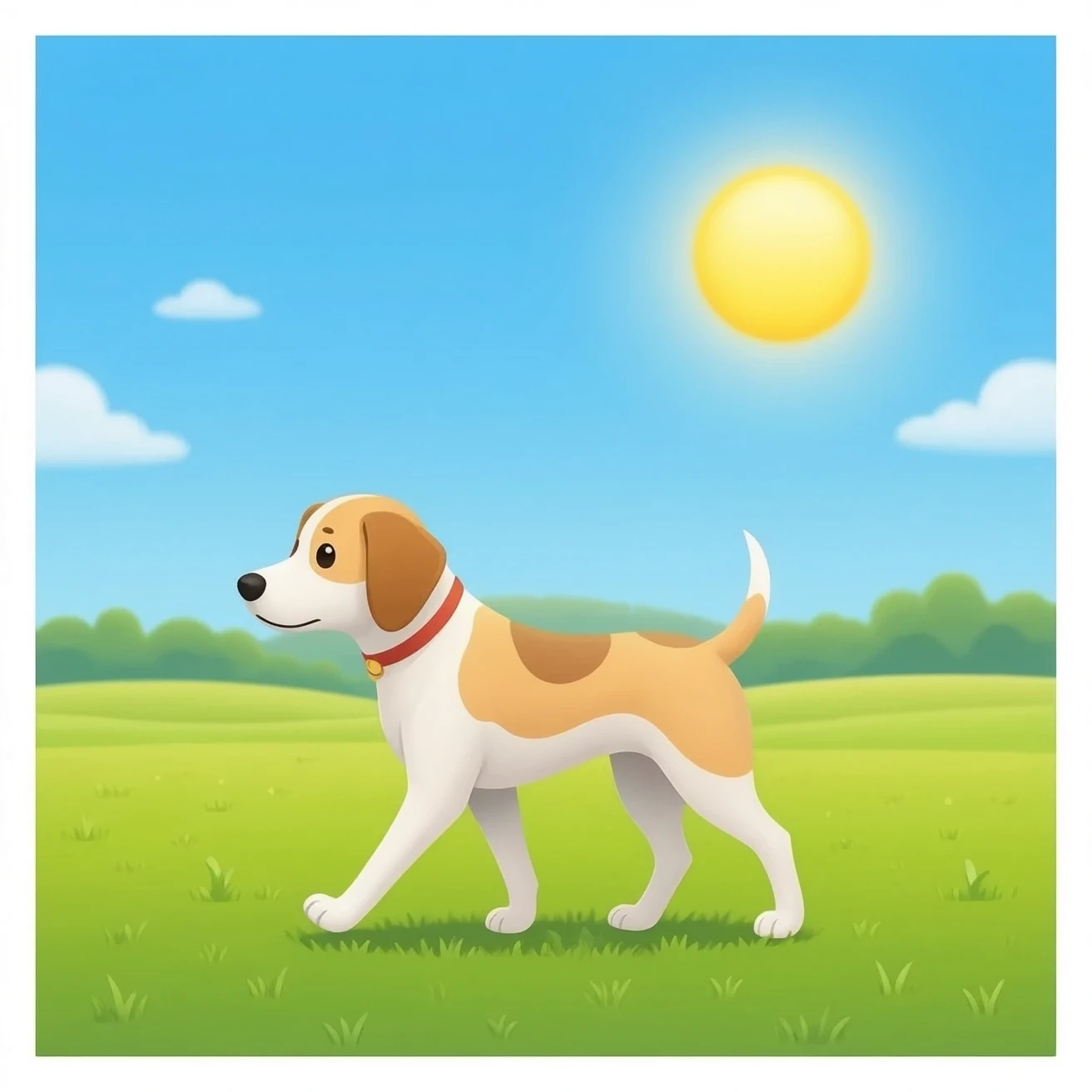 The dog is walking in the blazing sun and is very hot. emoji