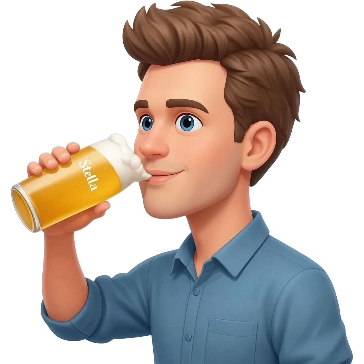 guy thin and tall drinking beer Stella emoji