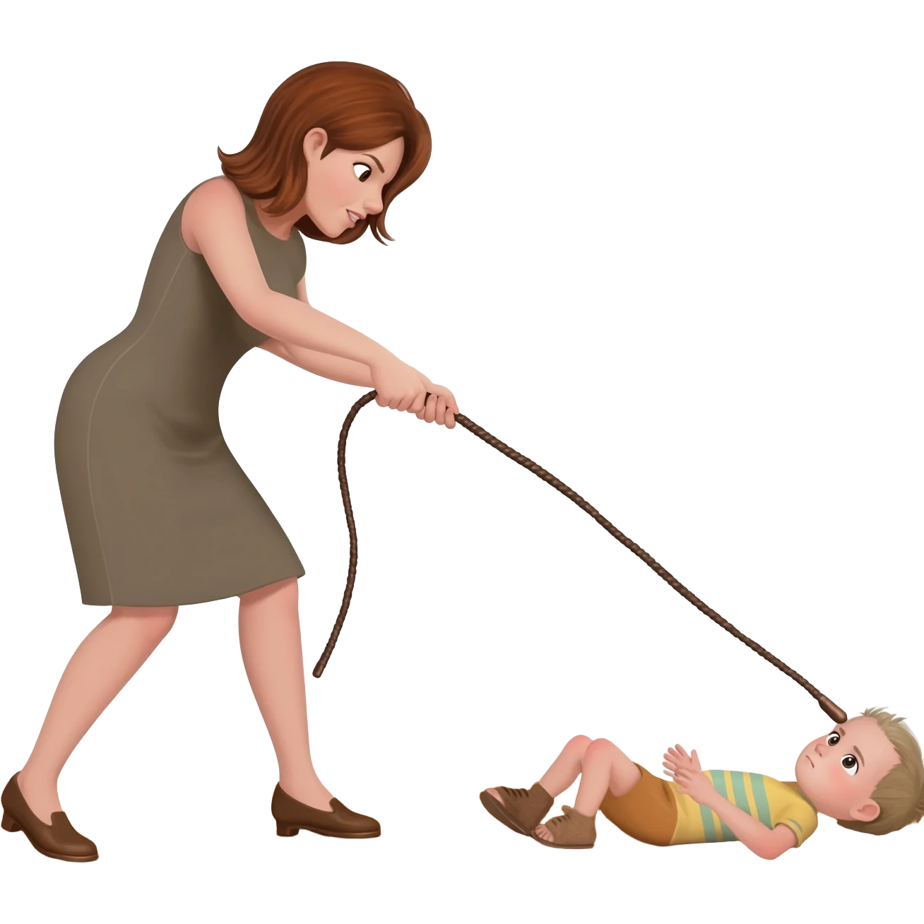 A woman flogging a child emoji