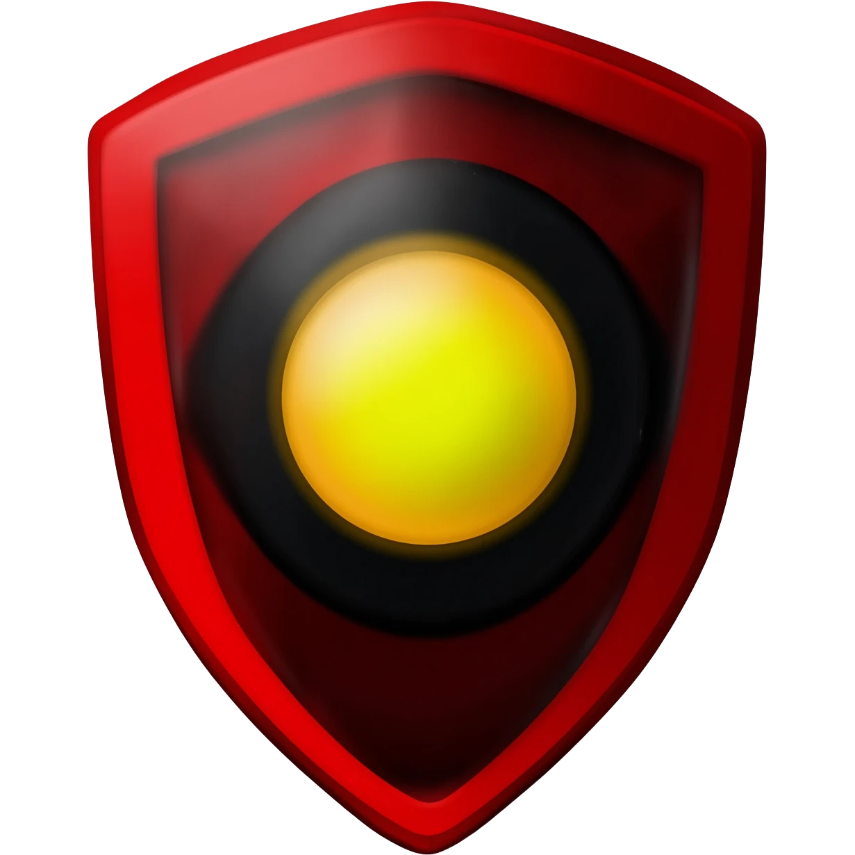 Captain America style shield, replace star with a yellow circle and the outer colour scheme to red and black emoji
