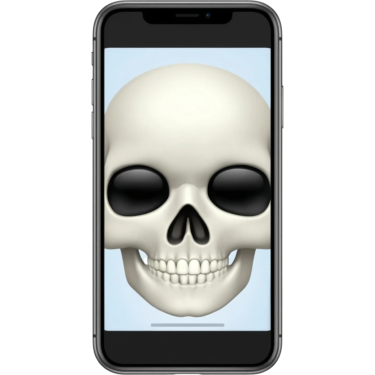 Esa calavera está re bien solo que sea blanca, la expresión de la cara no la cambies solo que sea blanca la calavera estilo emoji iPhone emoji
