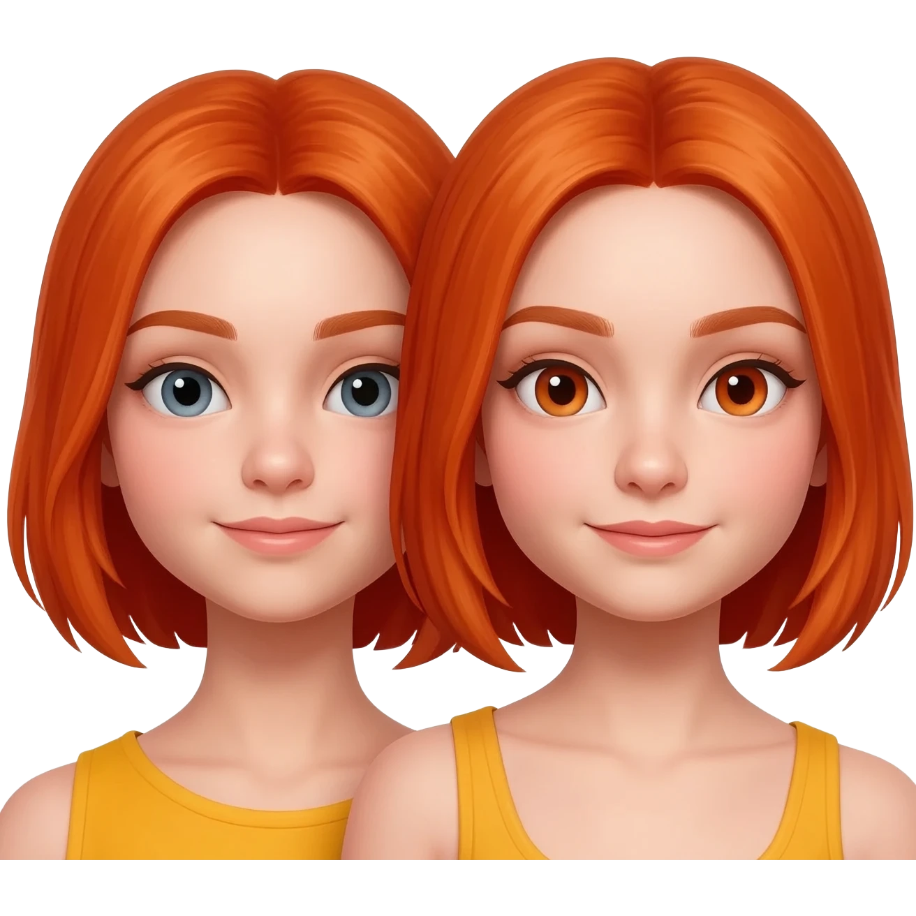 Zwei Junge Mädchen hübsches gesicht mit rot / orange haaren emoji