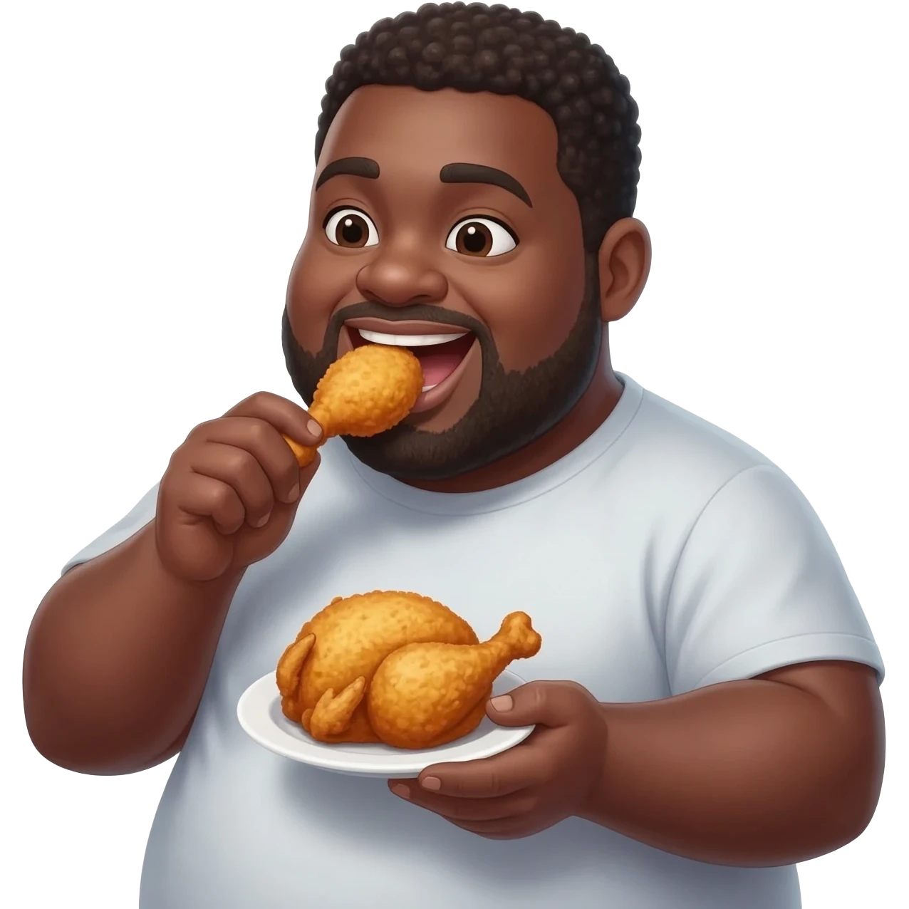a black fat man eating fried chicken emoji