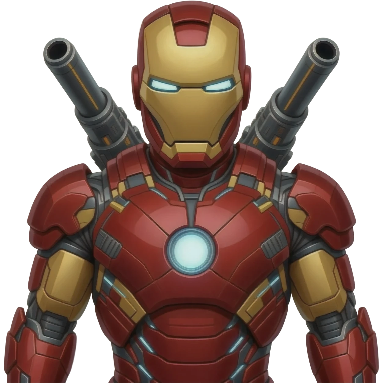 Iron Man avec tous ses équipements et des gigas canons autour de lui emoji