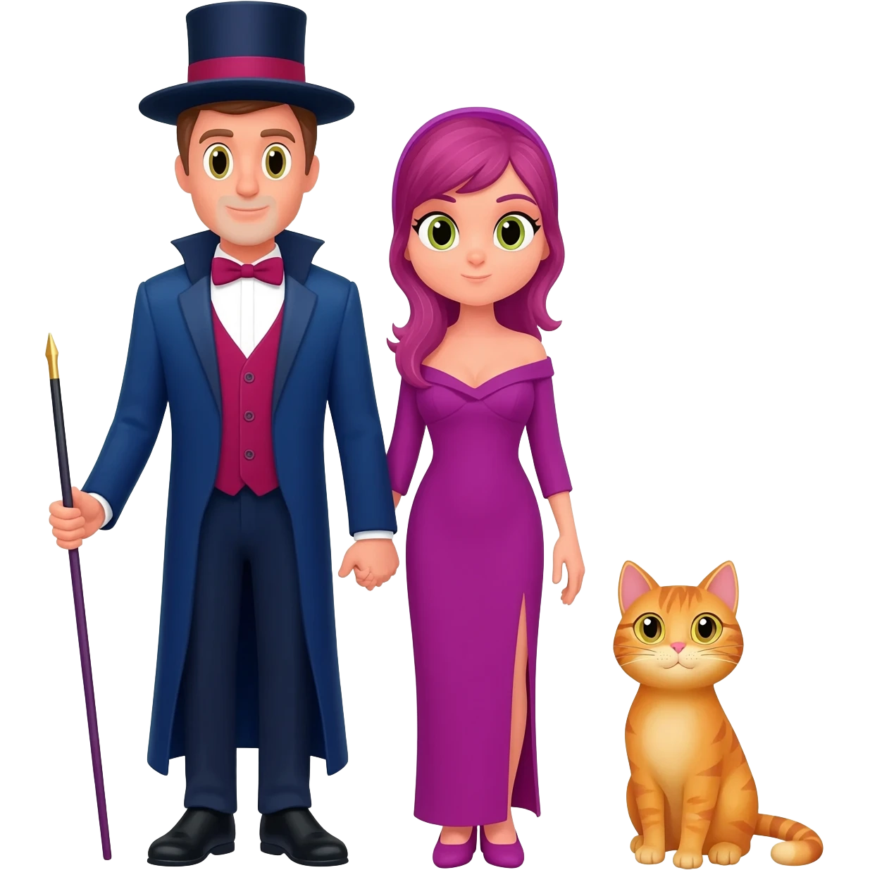 magician couple and their pet cat emoji