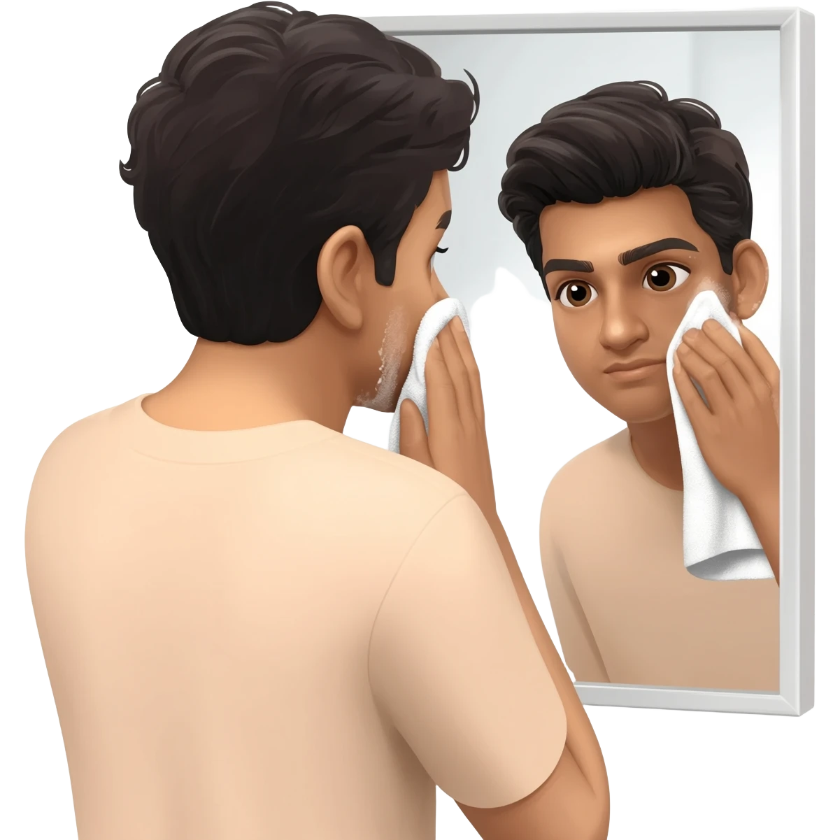 Indian young man at 26 years old cleaned face emoji