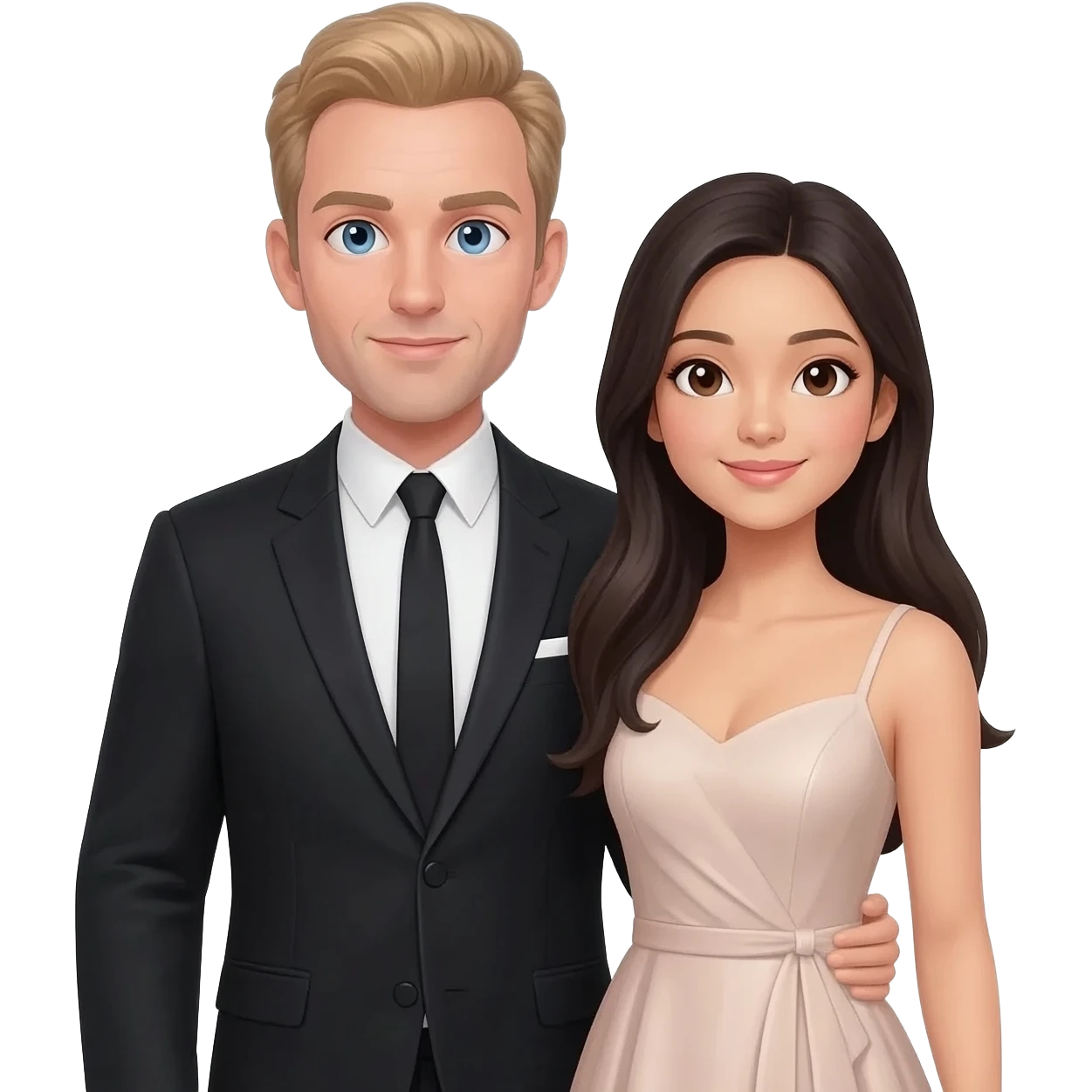 Both dressed nice White Caucasian no hair his girlfriend from Asian emoji