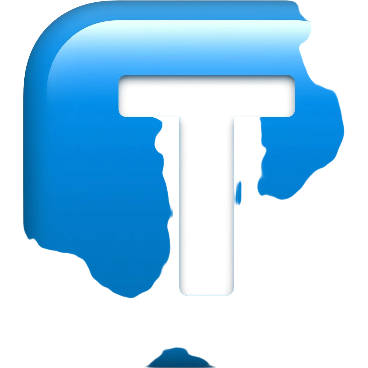 "3D premium,3D rounded-square icon in strong bleu with a beveled edge, bold serif letter 'T' white centered, strong specular highlights, inner glow, 1024x1024, png" emoji