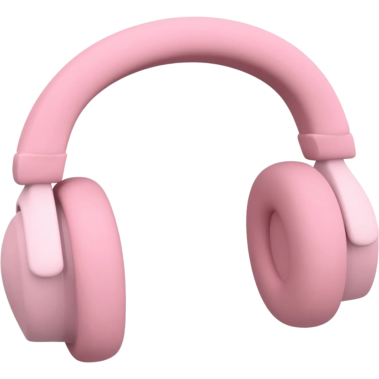 ​Minimalist 3D rendered pink headphone icon, inspired by Apple Color Emoji and AirPods Max style, soft matte finish, light baby pink color, clean lines, simple design, bright even studio lighting, clean solid white background, high-definition, detailed and smooth render emoji