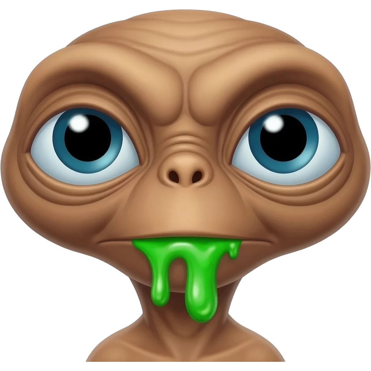 E.T. The Extra-Terrestrial from the movie puking green liquid emoji