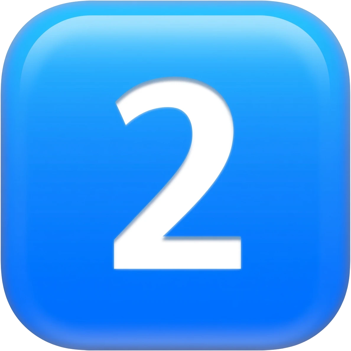 "3D premium,3D rounded-square icon in strong bleu with a beveled edge, bold serif white letter '2'centered, strong specular highlights, inner glow, 1024x1024, png" emoji