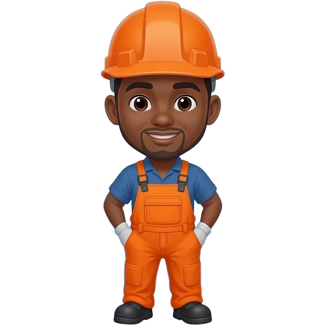 Casco naranja como de construcción, overol naranja de trabajo como trabajador de offshore oil piel morena emoji