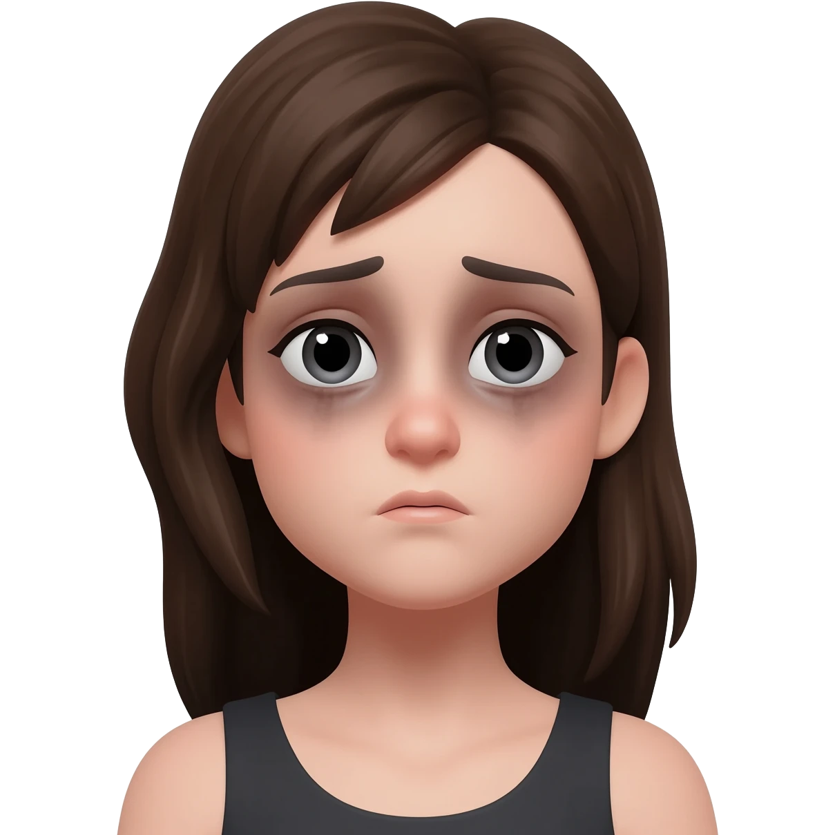 Mirada de una chica cansada con ojeras emoji