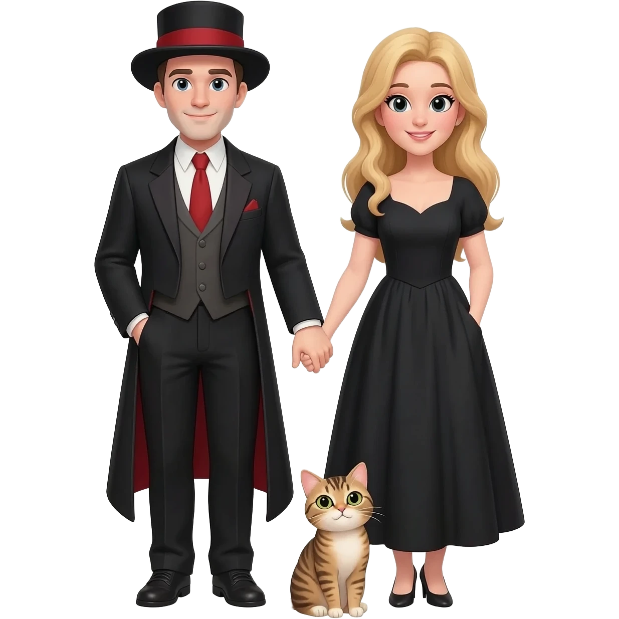 magician couple and their pet cat emoji