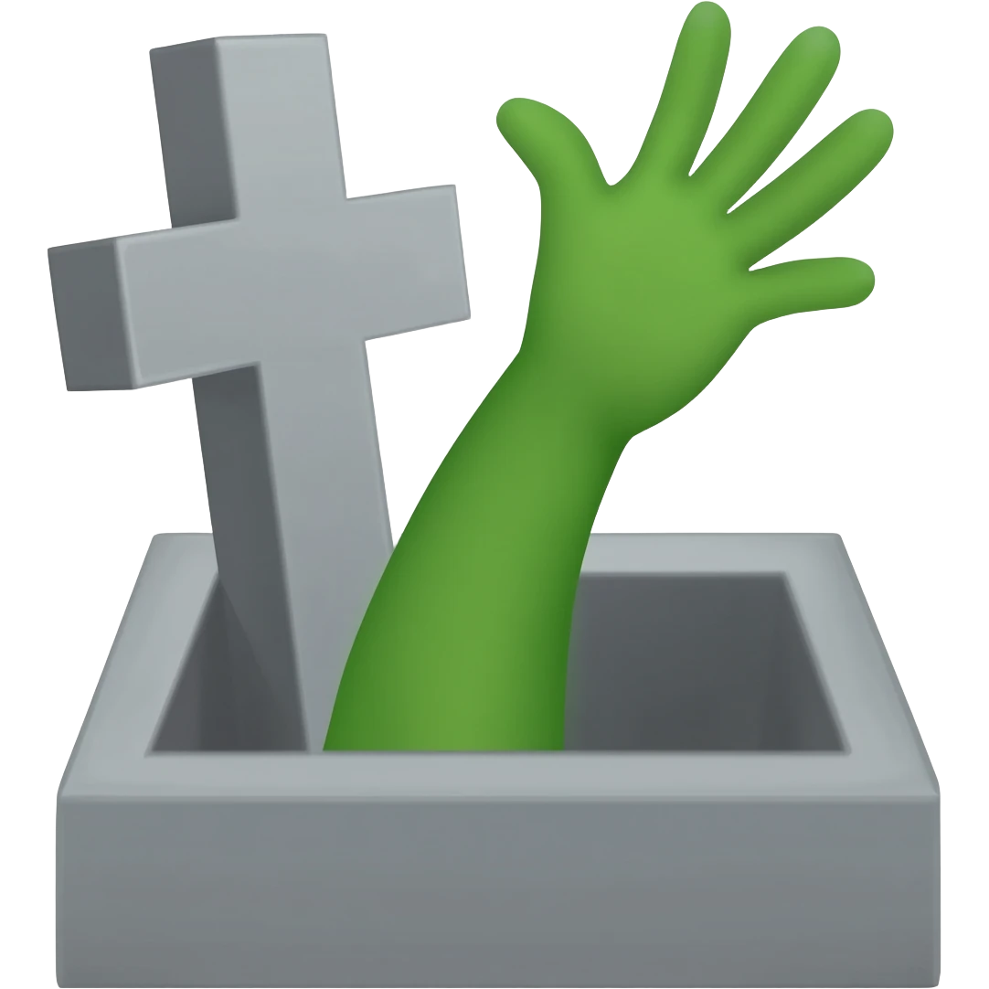 green arm reaching of grave emoji