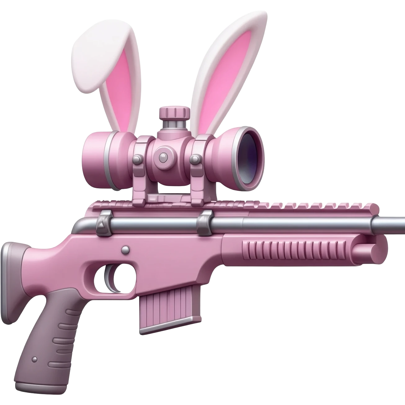 easter theme sniper rifle like with bunny ears and eggs and pink and a tie bow emoji