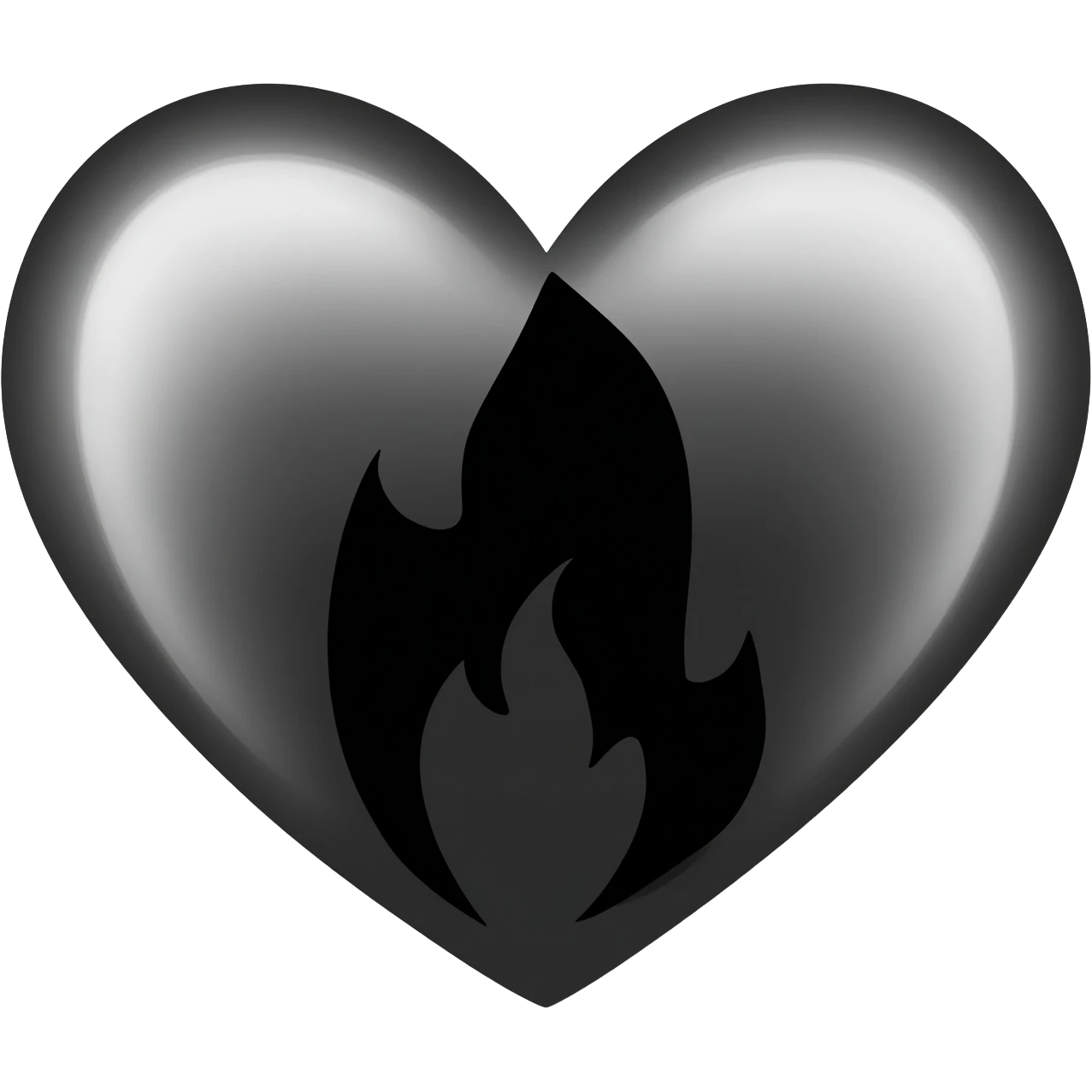 generate a black heart with a black flame HD emoji