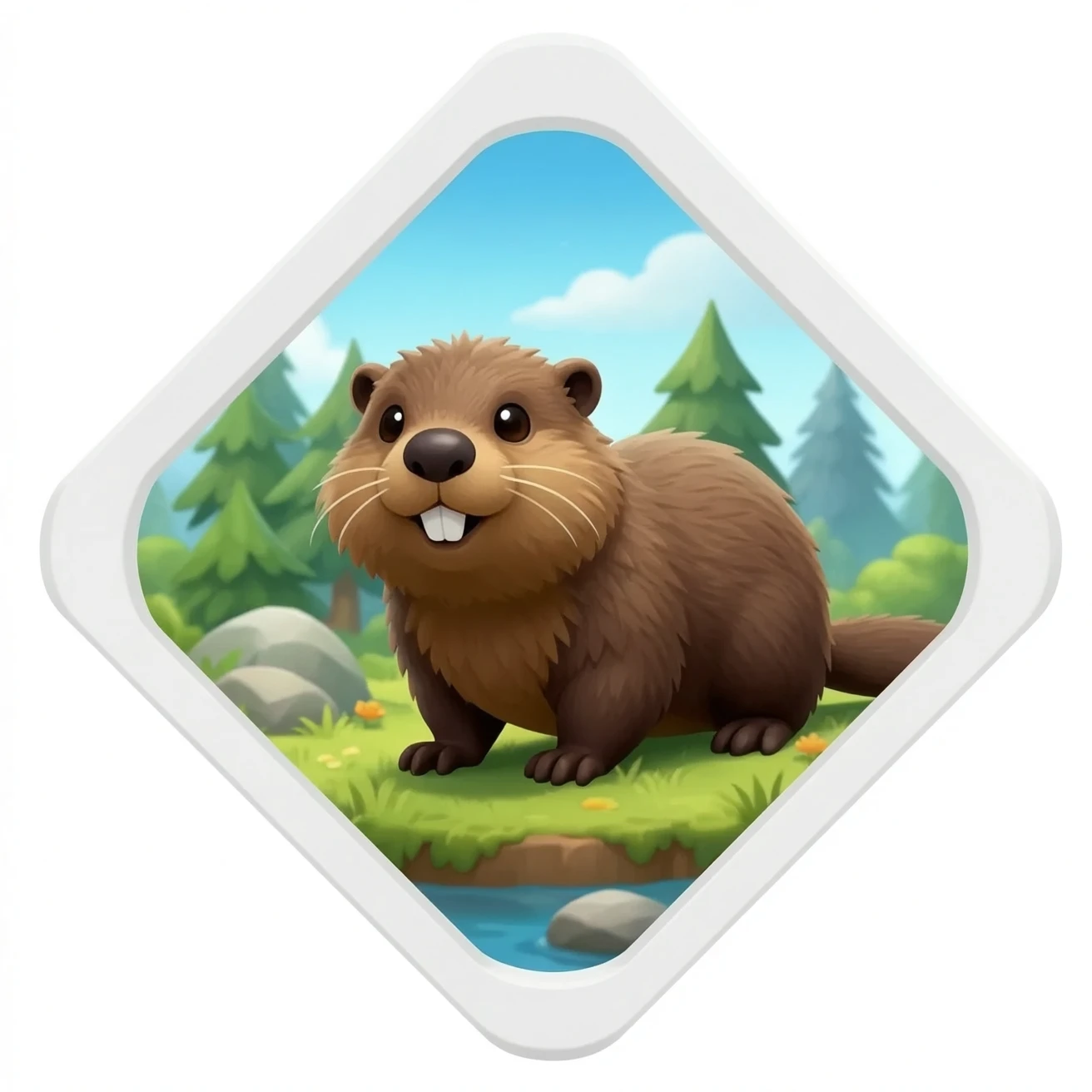 porta foto collage esagonale con cornice frontale con foto di castori del gioco timberborn emoji