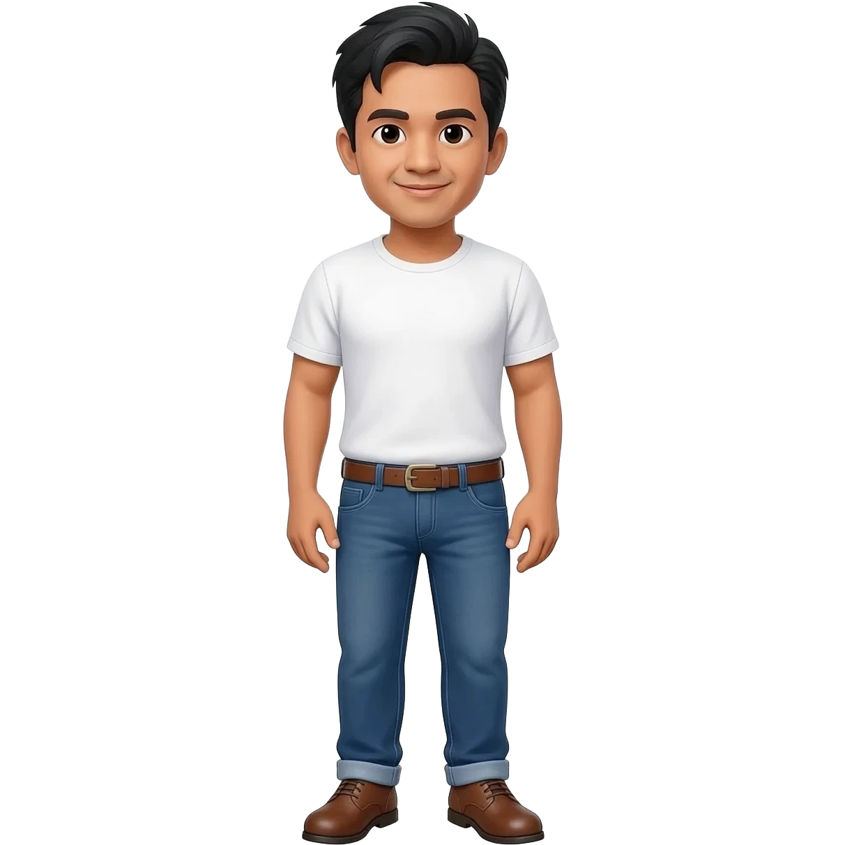 Filipino man white tshirt and denim blue pants and brown shoes  emoji