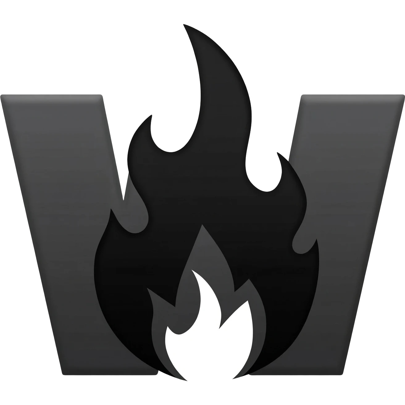 generate a black W letter with a black flame emoji