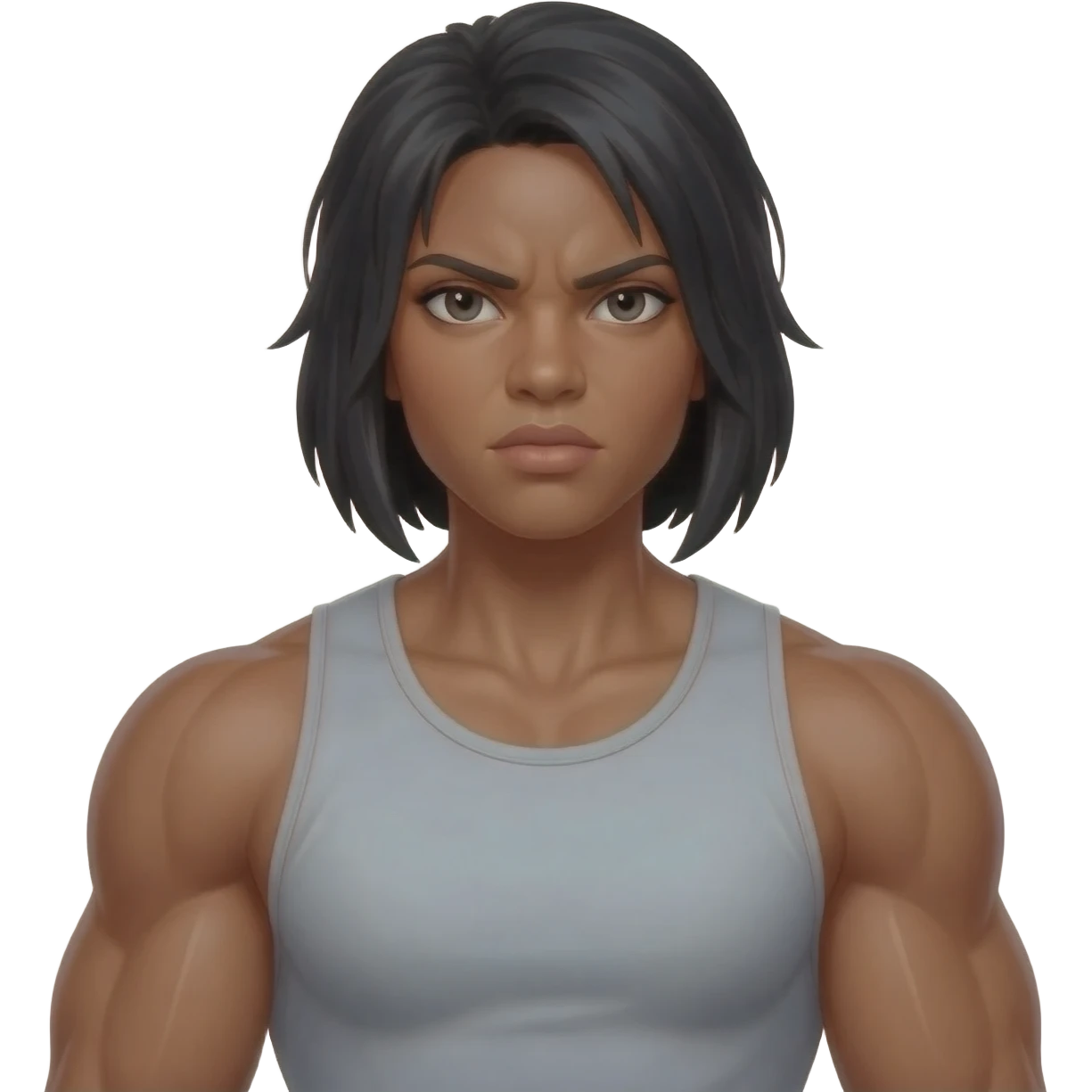 strong white  woman with black hairs emoji
