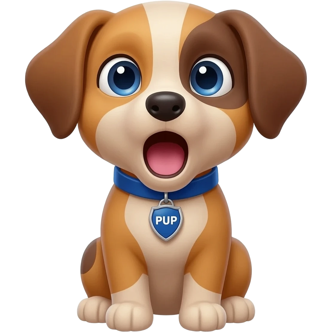 Small police puppy which is screaming the word "PUP" emoji