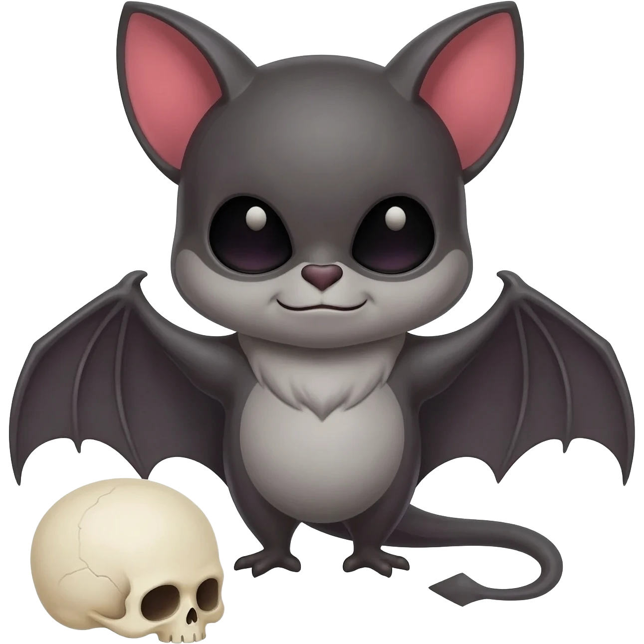 Bat and human skull together in one frame in animation witn full ultra hd. Both the object should be clear emoji
