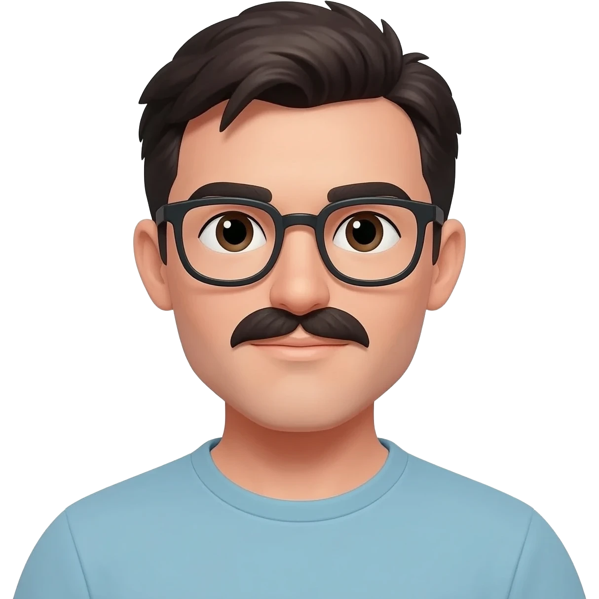 young white man with dark hair and mustache and glasses emoji