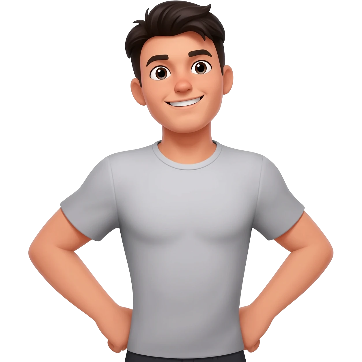 prideful expression with a distinct, universally recognized, nonverbal display characterized by a small smile, slight backward head tilt, expanded chest, and arms on hips or raised. emoji