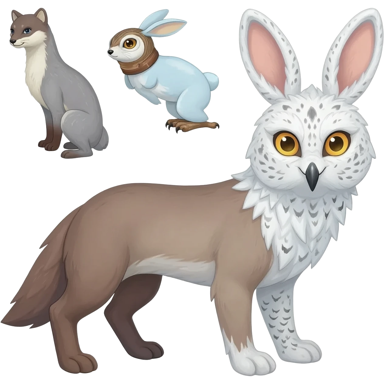 Ermine-Snowshoe-Hare-Arctic-Fox-Snowy-Owl-fusion-hybrid emoji