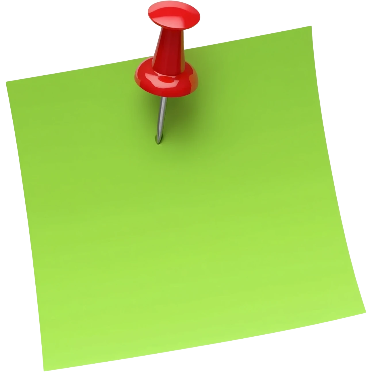 Hoja de nota verde foforecente con tachuela de color roja emoji