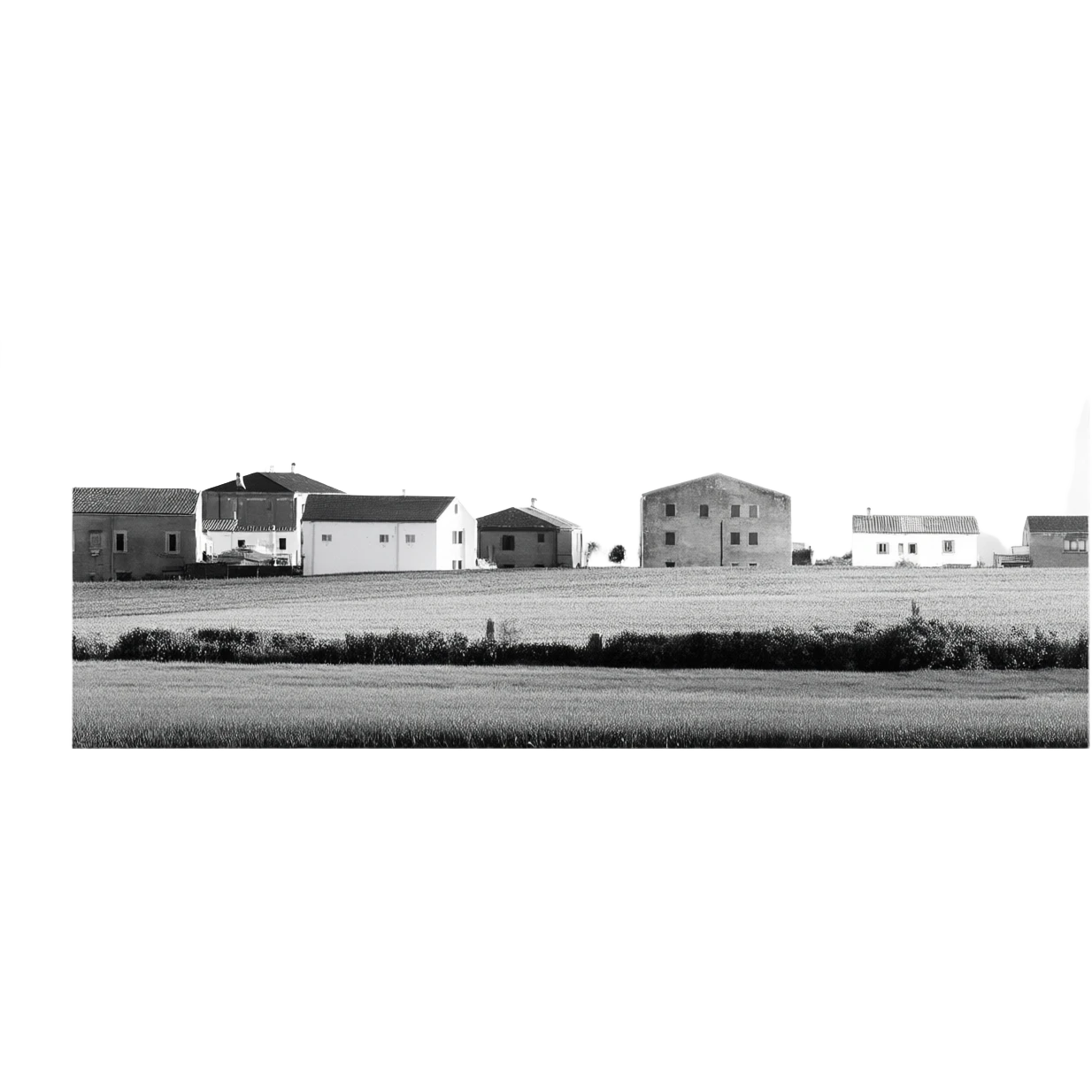 Village in black and white minimal emoji