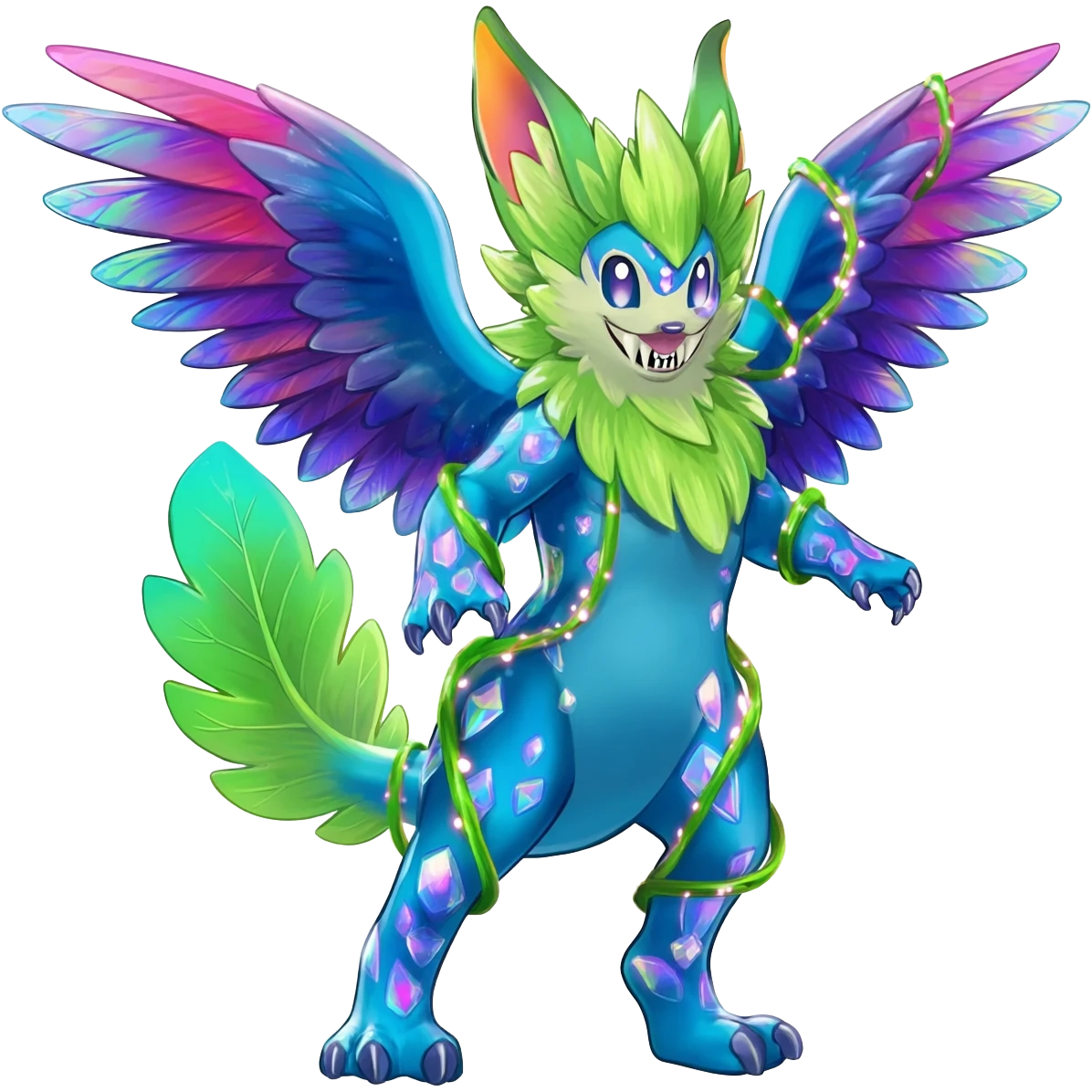 Colorful Exotic Meloetta-Vaporeon-Leafeon-Amaura-Venom-Stitch-Fakémon-creature-hybrid emoji