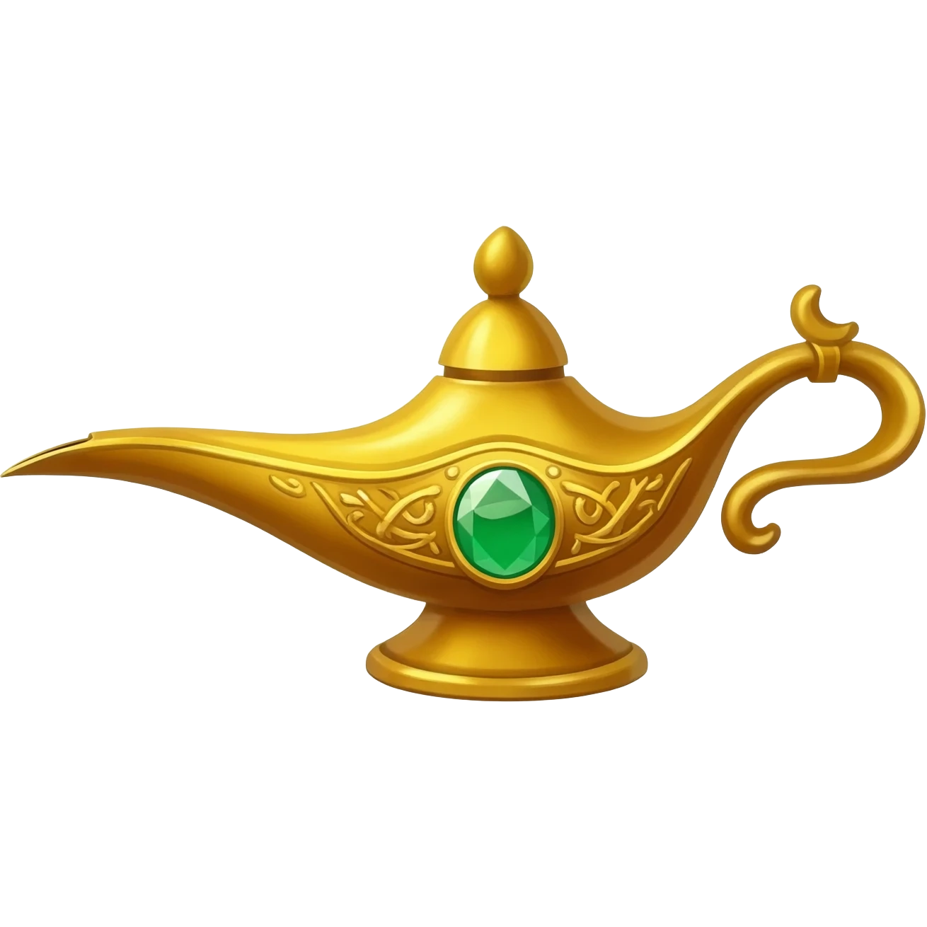 Gold aladdin lamp with green stone emoji