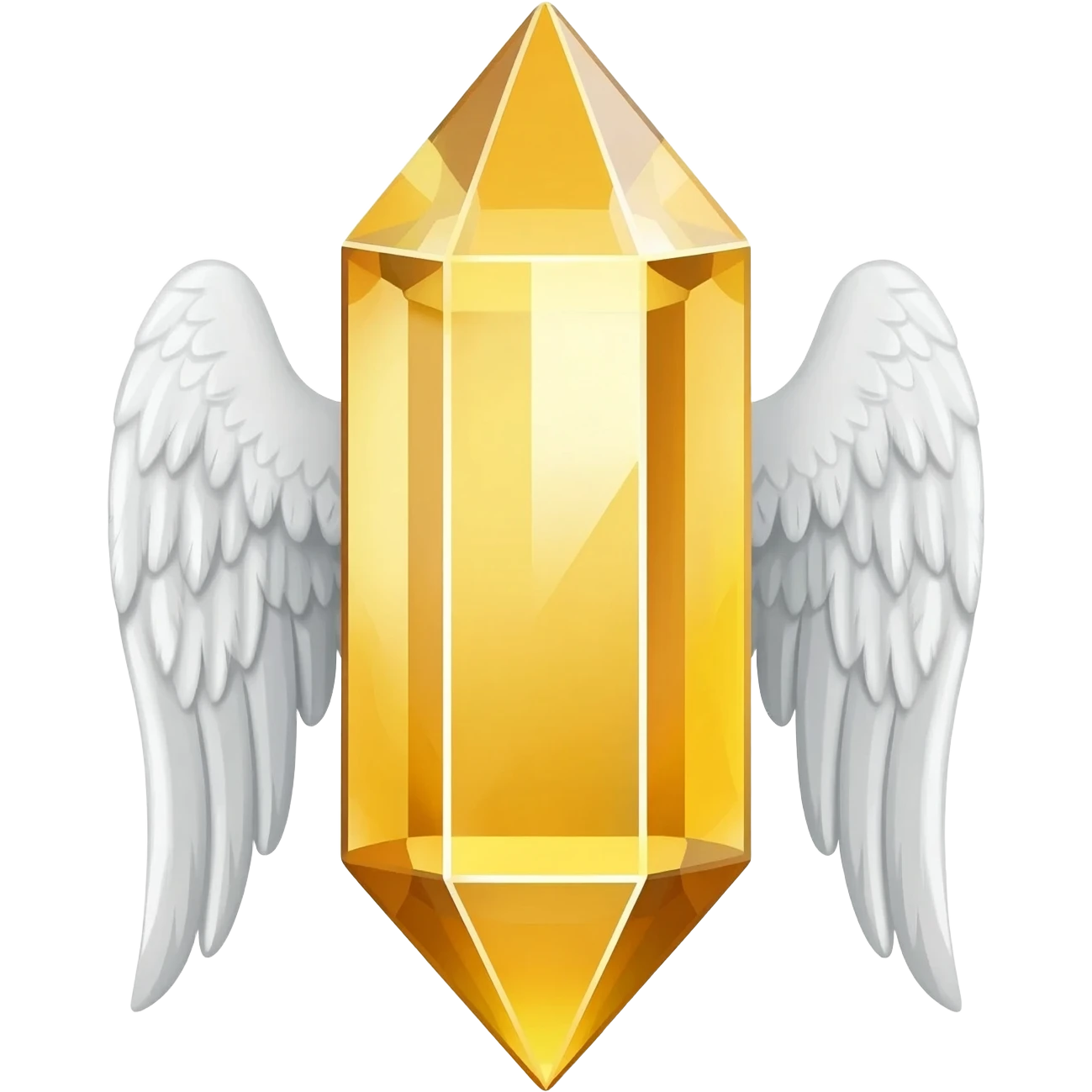 big golden crystal with white angel wings emoji