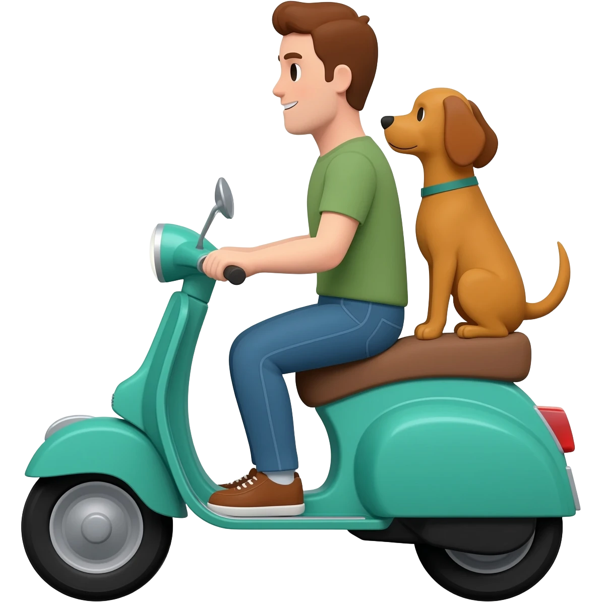 man and his pet dog riding a vespa emoji