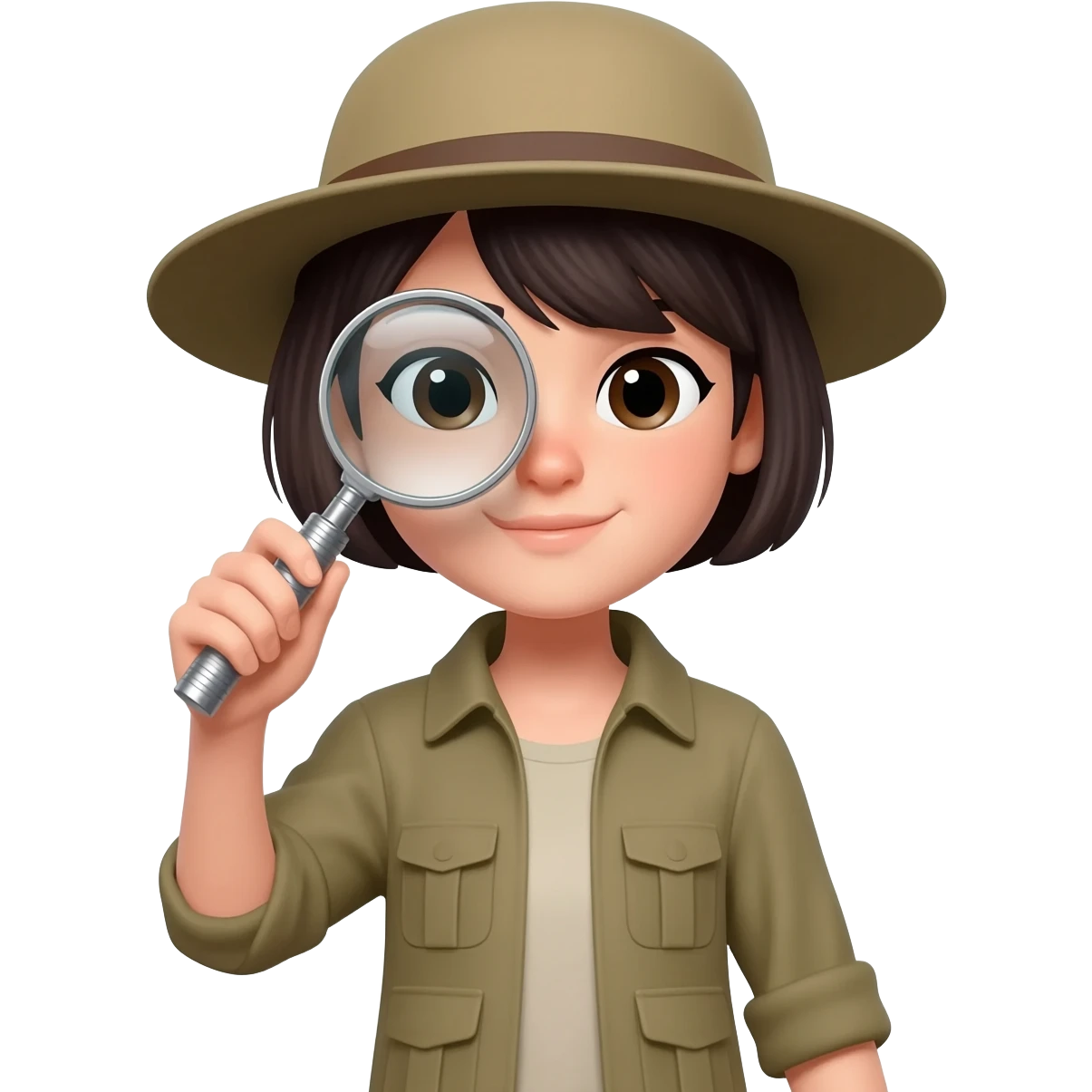 archaeologist girl is holding a magnifying glass emoji