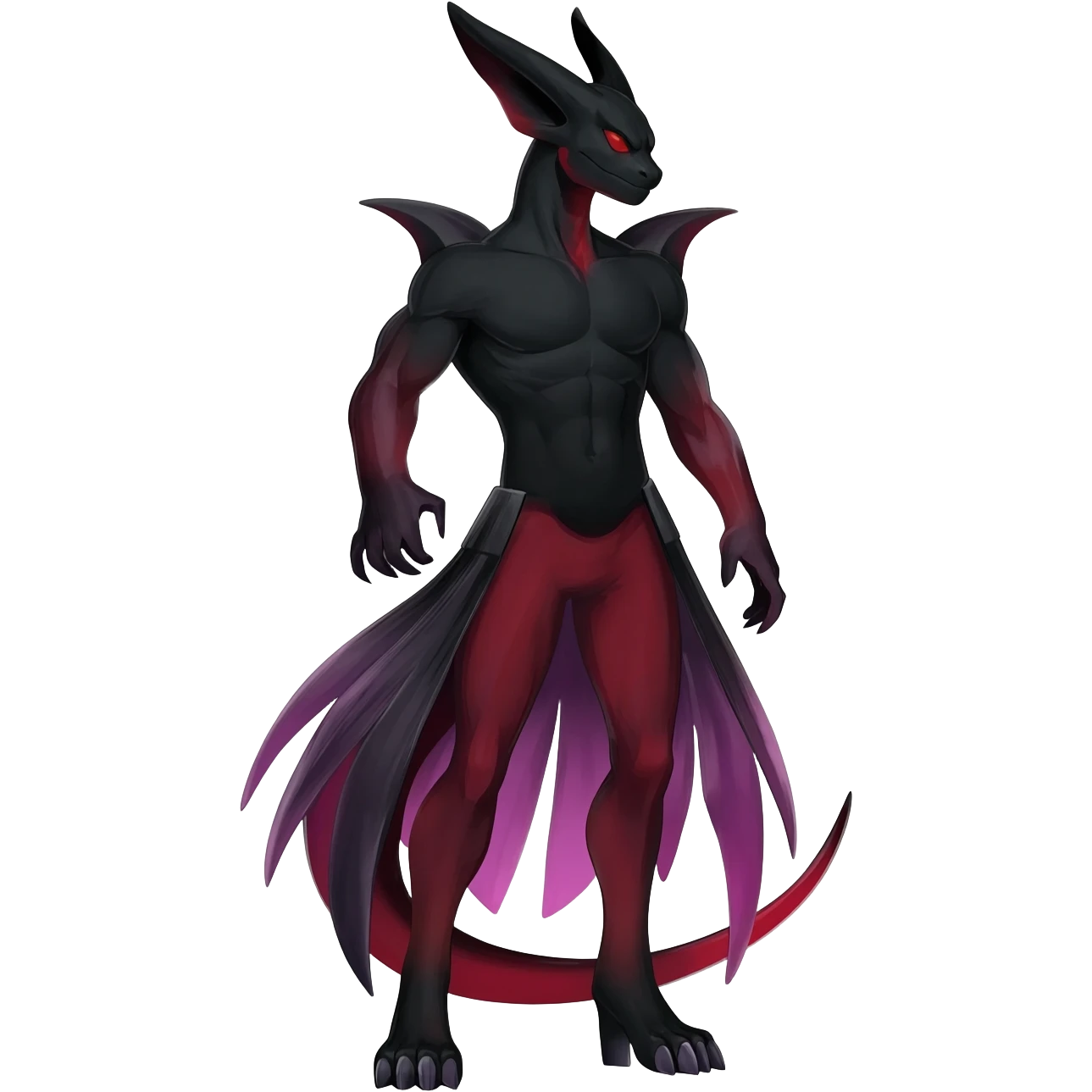 Obsidian-Black and red/purple-gradients lanky elegant evil badass handsome cool beautiful Shiny-Charizard-Salazzle-Seviper-Salandit-fusion emoji
