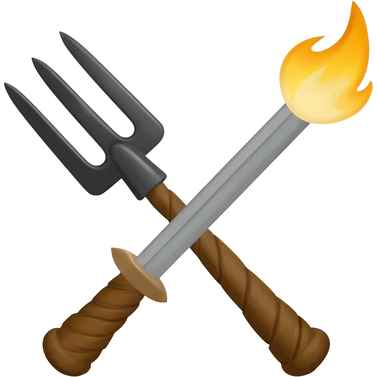 A pitchfork and torch crossed like swords emoji