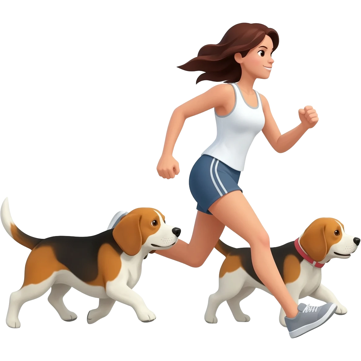 course femme avec beagles emoji