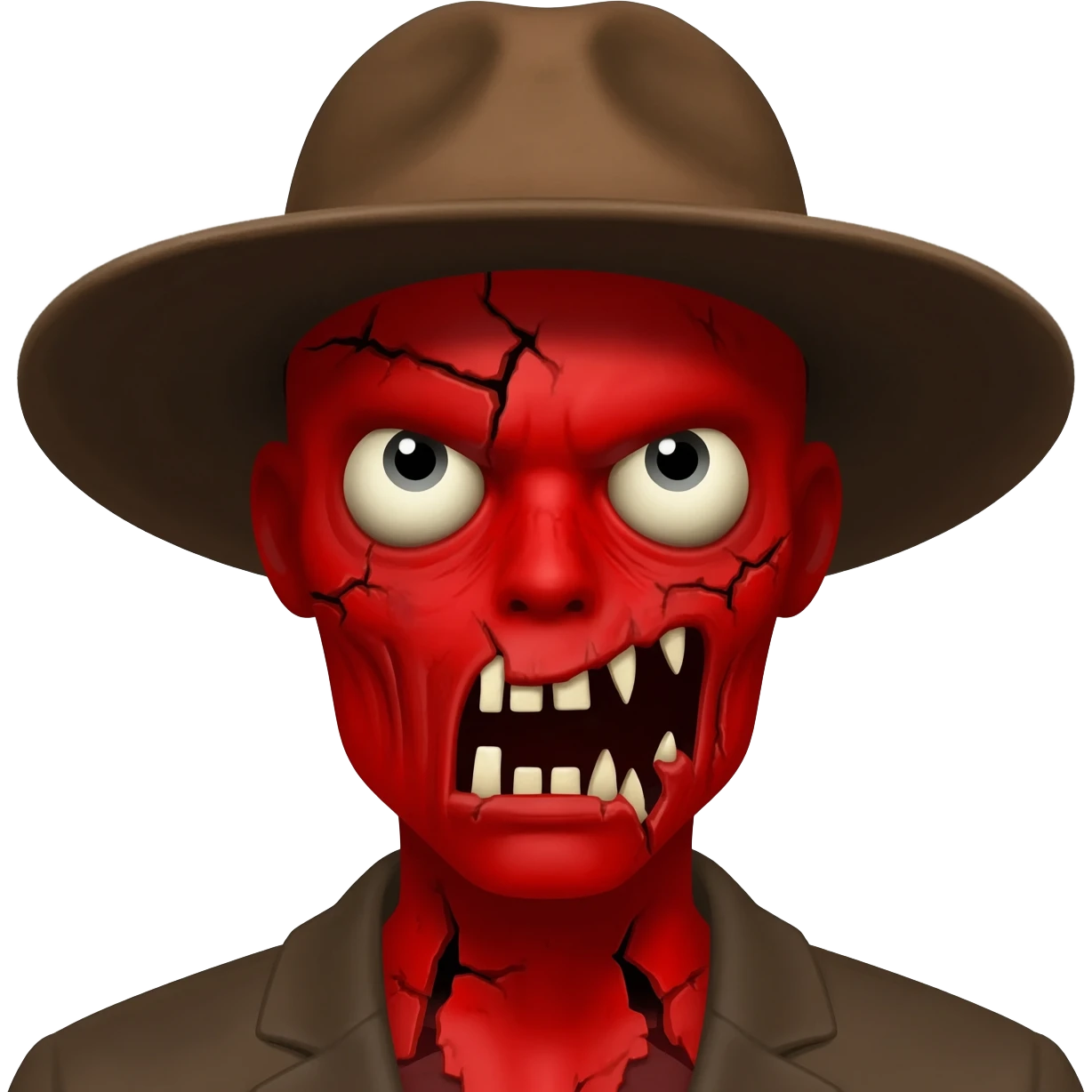A zombi with red skin and a brown hat emoji