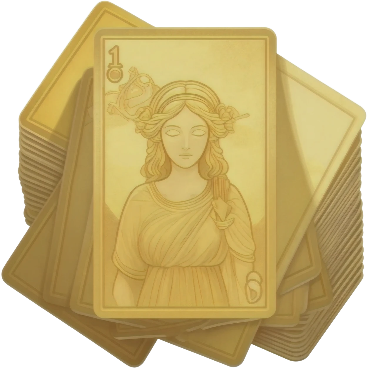vintage golden lenormand cards pile deck from the back side goddess aphrodite inspired emoji