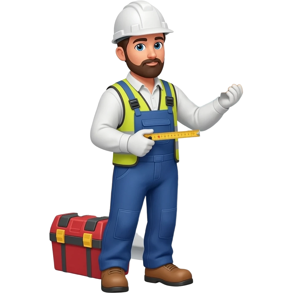Emoji-style construction worker remodeling a kitchen, installing cabinets and tiles with tools, wearing a hard hat and tool belt, modern kitchen background with countertops and cabinets, bright emoji design, simple and clean, expressive and friendly. emoji