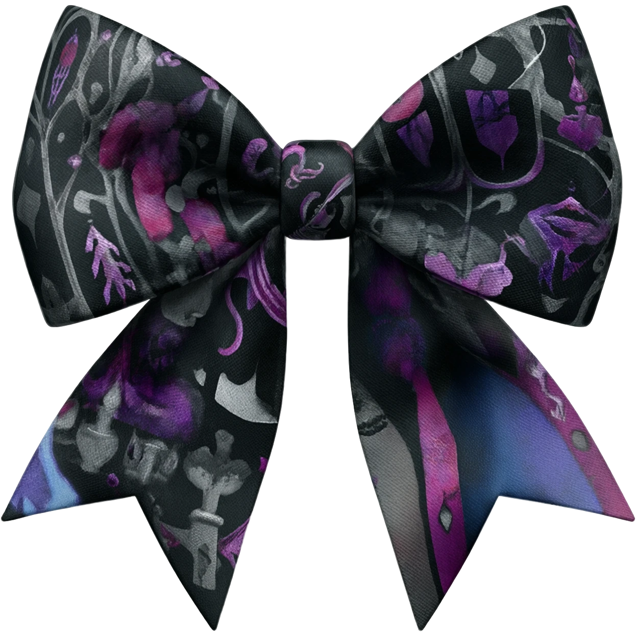 Whimsigothic realistic highly detailed fabric  large size bow in whimsy gothic pattern, isolated, 3d rendering, 8k emoji